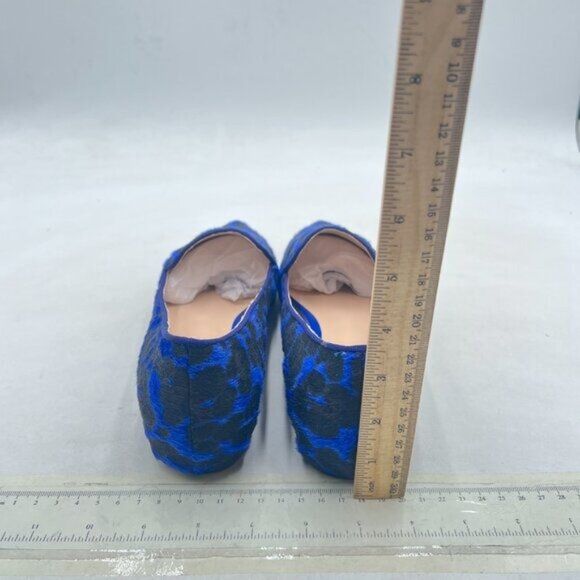 FOWT Blue Pointed Toe Arched Heel Pumps Solid Color Suede Side V Cut Loafers - Picture 5 of 8